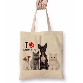 Baskı Dükkanı I Love Animals Kedi Köpek Cat Dog Pet Hayvan Bez Çanta