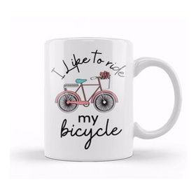 Baskı Dükkanı I Love My Husband Couple Bicycle Kupa Bardak