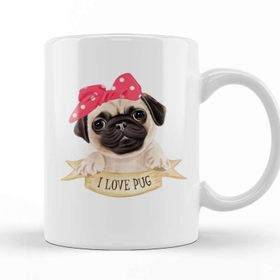 Baskı Dükkanı I Love Pug Köpek Kupa