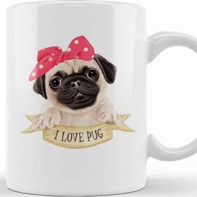 Baskı Dükkanı I Love Pug Köpek Kupa