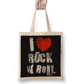 Baskı Dükkanı I Love Strager Things Bez Uzun Saplı Krem Rengi Çanta