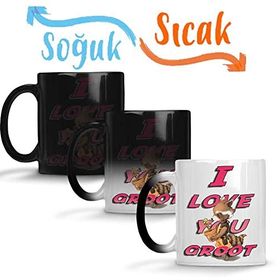 Baskı Dükkanı I Love You Groot Sihirli Porselen Kupa