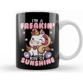 Baskı Dükkanı I M A Freakin Ray of Sunshine Unicorn Rainbow Kupa