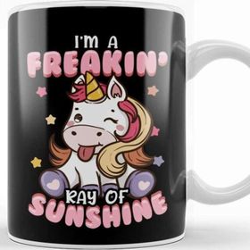 Baskı Dükkanı I M A Freakin Ray of Sunshine Unicorn Rainbow Kupa
