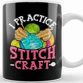 Baskı Dükkanı I Practice Stitch Craft Funny Cross Stitching Pun Kupa