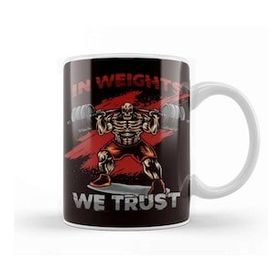 Baskı Dükkanı In Weights We Trust Weightlifting Bodybuilding Barbell Gym Kupa