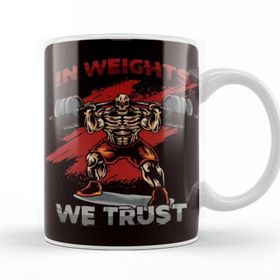 Baskı Dükkanı In Weights We Trust Weightlifting Bodybuilding Barbell Gym Kupa
