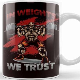 Baskı Dükkanı In Weights We Trust Weightlifting Bodybuilding Barbell Gym Kupa