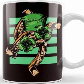 Baskı Dükkanı Irish Ireland Horseshoe Lucky Shamrock Saint Patrick Day Kupa