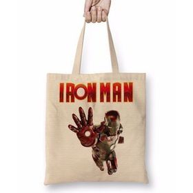 Baskı Dükkanı Iron Man 02 Bez Uzun Saplı Krem Rengi Çanta