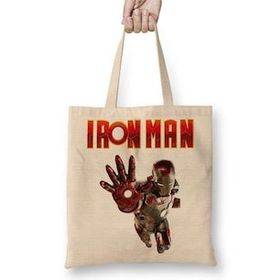 Baskı Dükkanı Iron Man 02 Bez Uzun Saplı Krem Rengi Çanta