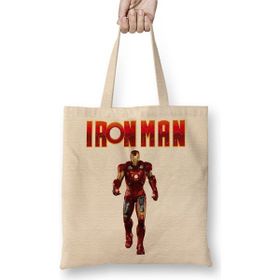 Baskı Dükkanı Iron Man 03 Bez Uzun Saplı Krem Rengi Çanta