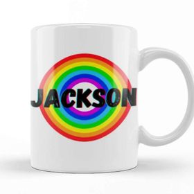 Baskı Dükkanı Jackson Name Personalized Custom Vintage Retro Rainbow Design Gift Baby Gift For Him Kupa