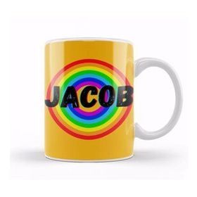 Baskı Dükkanı Jacob Name Personalized Custom Vintage Retro Rainbow Design Gift Baby Gift For Him Kupa