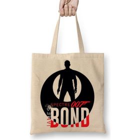 Baskı Dükkanı James Bond 007 James Bond Bez Uzun Saplı Krem Rengi Çanta