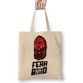 Baskı Dükkanı James Harden Fear The Beard Bez Uzun Saplı Krem Rengi Çanta