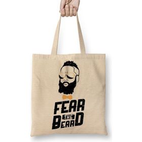 Baskı Dükkanı James Harden Fear The Beard Bez Uzun Saplı Krem Rengi Çanta