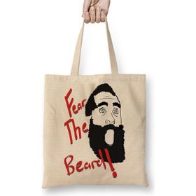 Baskı Dükkanı James Harden Fear The Beard Bez Uzun Saplı Krem Rengi Çanta