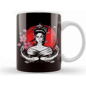 Baskı Dükkanı Japan Flag Geisha Fish Sakura Cherry Blossom Tree Japanese Kupa Bardak