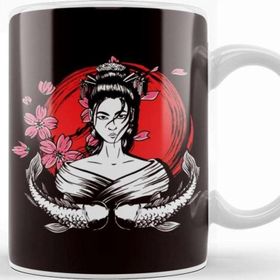 Baskı Dükkanı Japan Flag Geisha Fish Sakura Cherry Blossom Tree Japanese Kupa Bardak