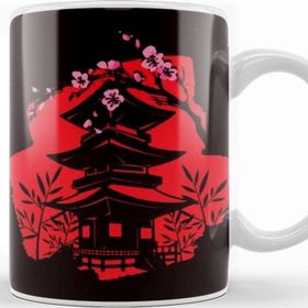 Baskı Dükkanı Japan Flag House Sakura Cherry Blossom Tree Nature Japanese Kupa