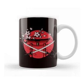 Baskı Dükkanı Japan Flag Katana Cherry Blossom Tree Sakura Japanese Art Kupa