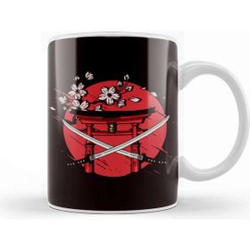 Baskı Dükkanı Japan Flag Katana Cherry Blossom Tree Sakura Japanese Art Kupa