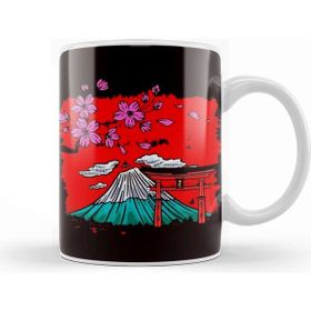 Baskı Dükkanı Japan Sakura Cherry Blossom Tree Volcano Japanese Art Nature Kupa