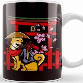 Baskı Dükkanı Japan Sakura Dog Shiba Inu Cherry Blossom Tree Japanese Art Kupa Bardak