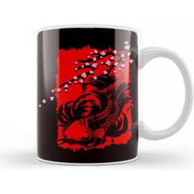 Baskı Dükkanı Japan Sakura Fish Cherry Blossom Tree Japanese Art Nature Porselen Beyaz Kupa Bardak