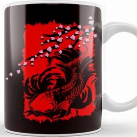 Baskı Dükkanı Japan Sakura Fish Cherry Blossom Tree Japanese Art Nature Porselen Beyaz Kupa Bardak