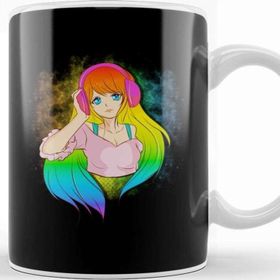 Baskı Dükkanı Japanese Anime Girl Rainbow Punk Kawaii Manga Kupa Bardak
