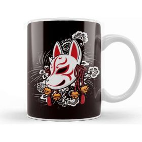 Baskı Dükkanı Japanese Art Cat Ninja Samurai Fighter Warrior Kendo Katana Porselen Beyaz Kupa Bardak