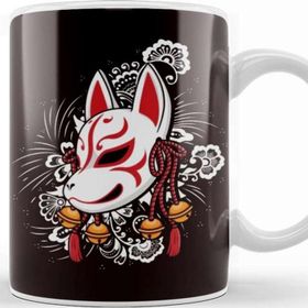 Baskı Dükkanı Japanese Art Cat Ninja Samurai Fighter Warrior Kendo Katana Porselen Beyaz Kupa Bardak