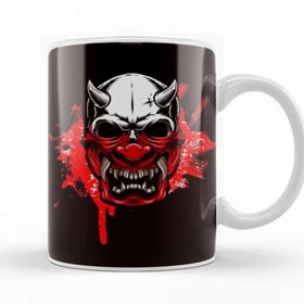 Baskı Dükkanı Japanese Art Samurai Skull Japan Ninja Shinobi Warrior Kendo-2 Kupa Bardak
