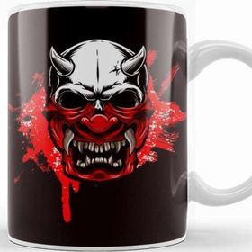 Baskı Dükkanı Japanese Art Samurai Skull Japan Ninja Shinobi Warrior Kendo-2 Kupa Bardak