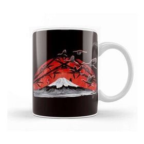Baskı Dükkanı Japanese Art Volcano Stork Crane Japan Art Sakura Mountains Kupa Bardak