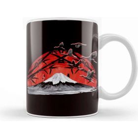 Baskı Dükkanı Japanese Art Volcano Stork Crane Japan Art Sakura Mountains Kupa Bardak