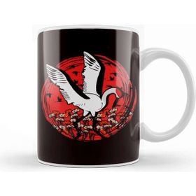 Baskı Dükkanı Japanese Flag Stork Crane Sakura Japan Art Nature Flowers Porselen Beyaz Kupa Bardak