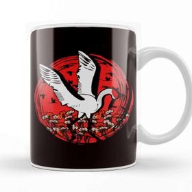 Baskı Dükkanı Japanese Flag Stork Crane Sakura Japan Art Nature Flowers Porselen Beyaz Kupa Bardak