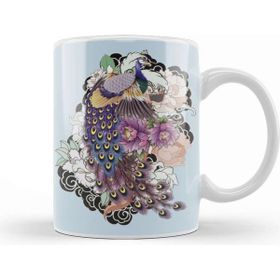 Baskı Dükkanı Japanese Peacock In Paradise Forest Porselen Beyaz Kupa Bardak