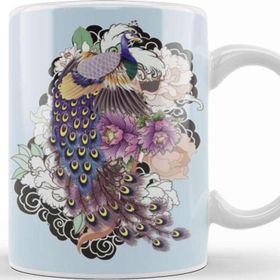 Baskı Dükkanı Japanese Peacock In Paradise Forest Porselen Beyaz Kupa Bardak