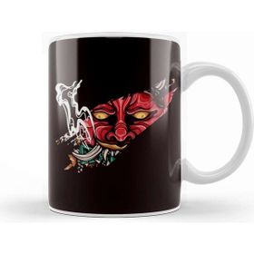 Baskı Dükkanı Japanese Warrior Mask Mempo Samurai Ninja Shinobi Fighter Kupa Bardak