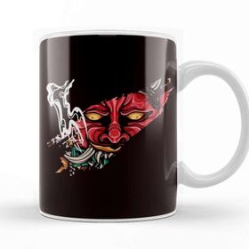 Baskı Dükkanı Japanese Warrior Mask Mempo Samurai Ninja Shinobi Fighter Kupa Bardak
