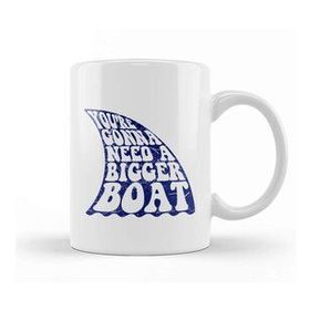 Baskı Dükkanı Jaws Inspired Bigger Boat Quote Porselen Beyaz Kupa Bardak