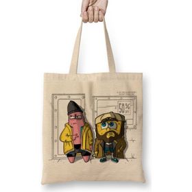 Baskı Dükkanı Jay And Silent Bob Pat And Silent Bob Squarepants Bez Uzun Saplı Krem Rengi Çanta
