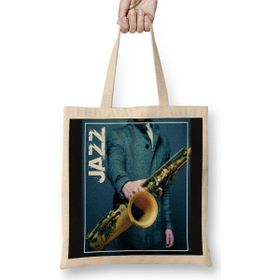 Baskı Dükkanı Jazz Bez Uzun Saplı Krem Rengi Çanta