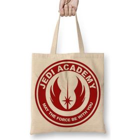 Baskı Dükkanı Jedi Academy Bez Uzun Saplı Krem Rengi Çanta
