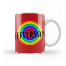 Baskı Dükkanı Jefferson Retro Rainbow Style Porselen Beyaz Kupa Bardak
