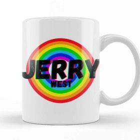 Baskı Dükkanı Jerry West Basketball Gifts Vintage Retro Rainbow Quotes For Boys And Dad Porselen Beyaz Kupa Bardak